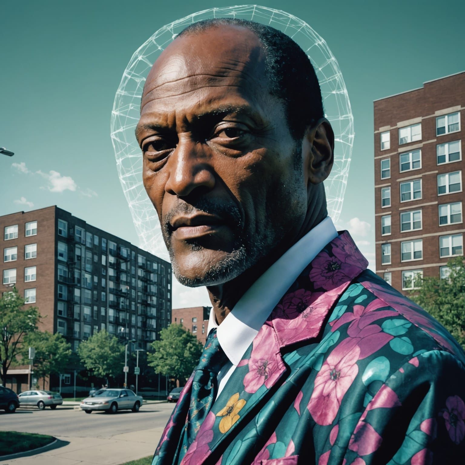 Double Exposure: Man and Chicago Housing Project
