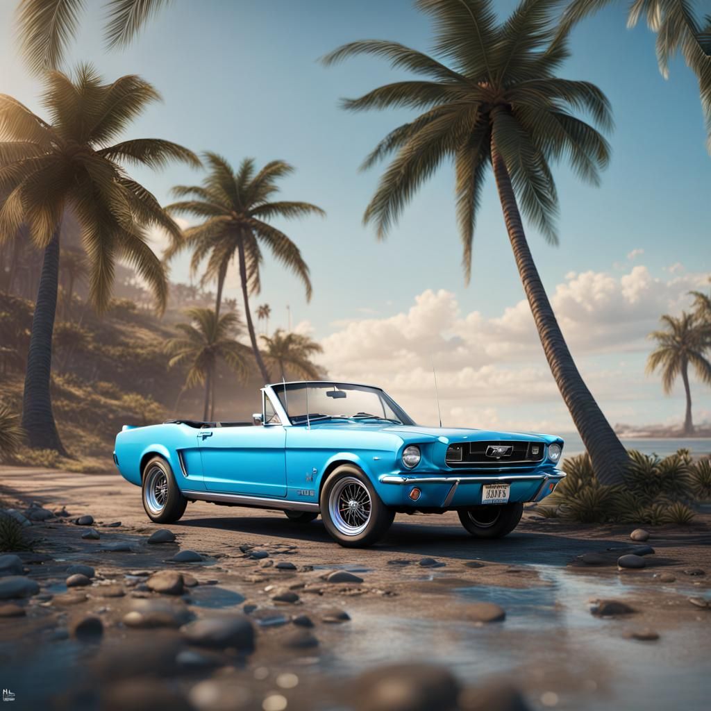 1966 Ford Mustang Convertible on Coastal Road in 4K