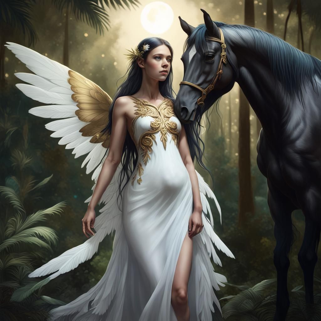 Realistic Angel Baby in Tropical Forest