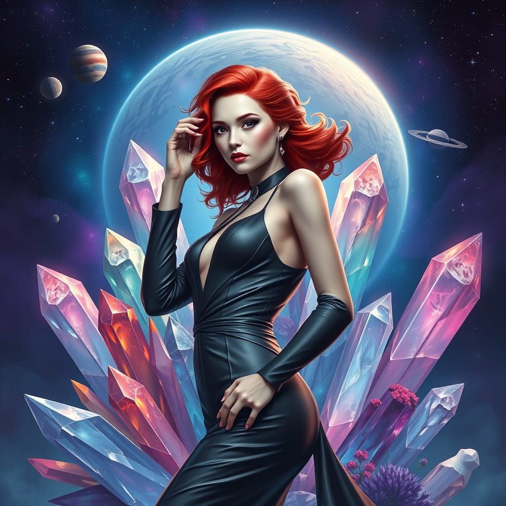 High Fashion Redhead in Crystal Galaxy