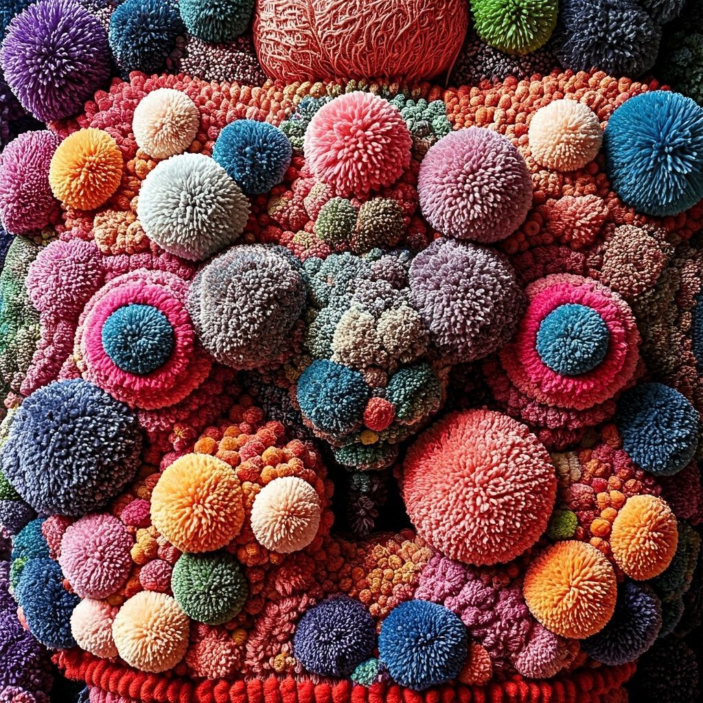 Fantastical Pom Pom Palace in Surreal Pop Art Style