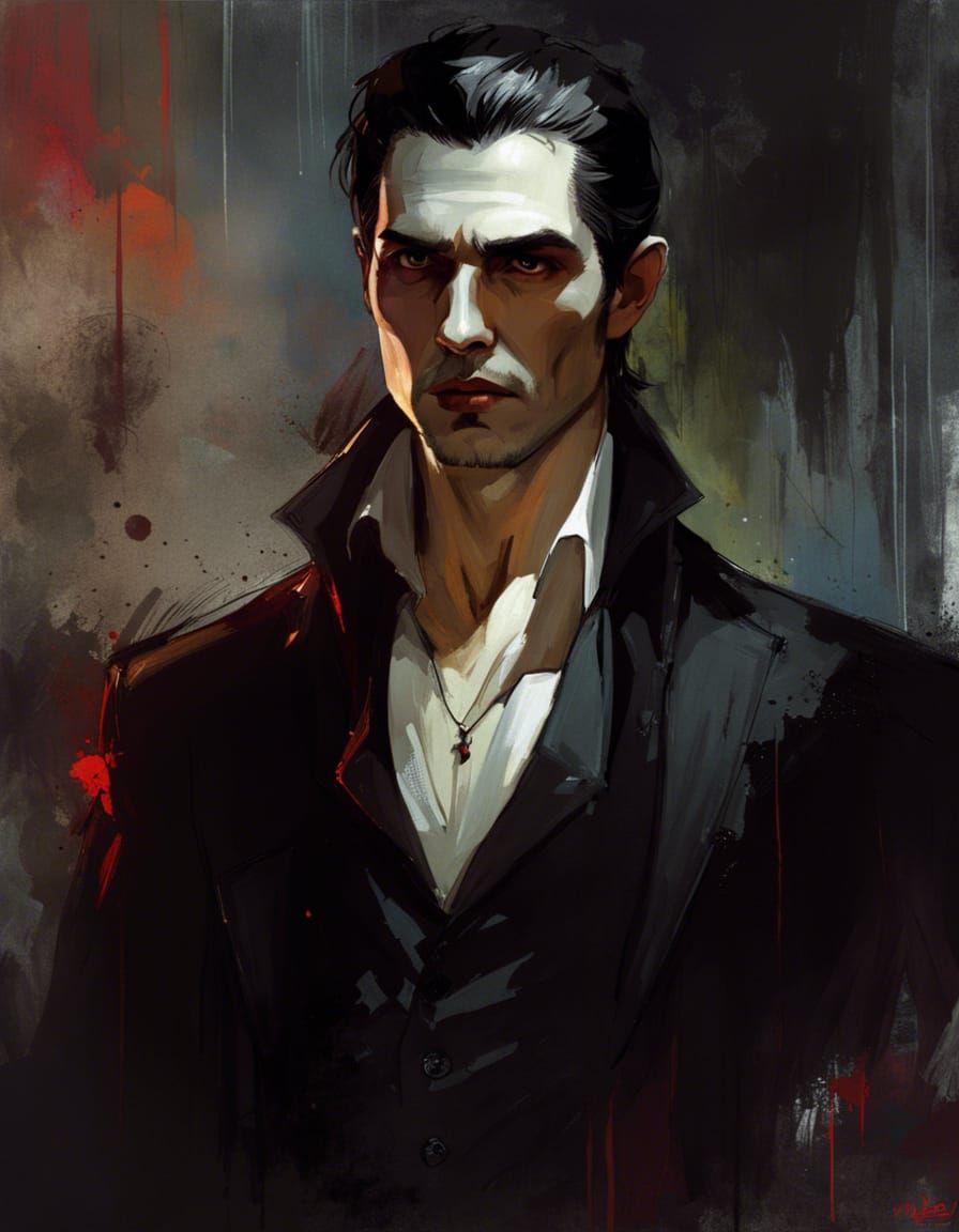Handsome Vampire Selfie Portrait in Speedpaint Style