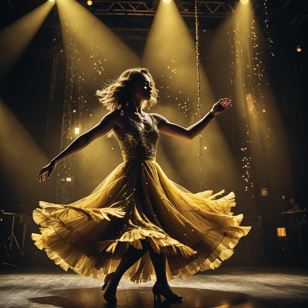Girl Dancing in Yellow Dress: Cinematic Photography