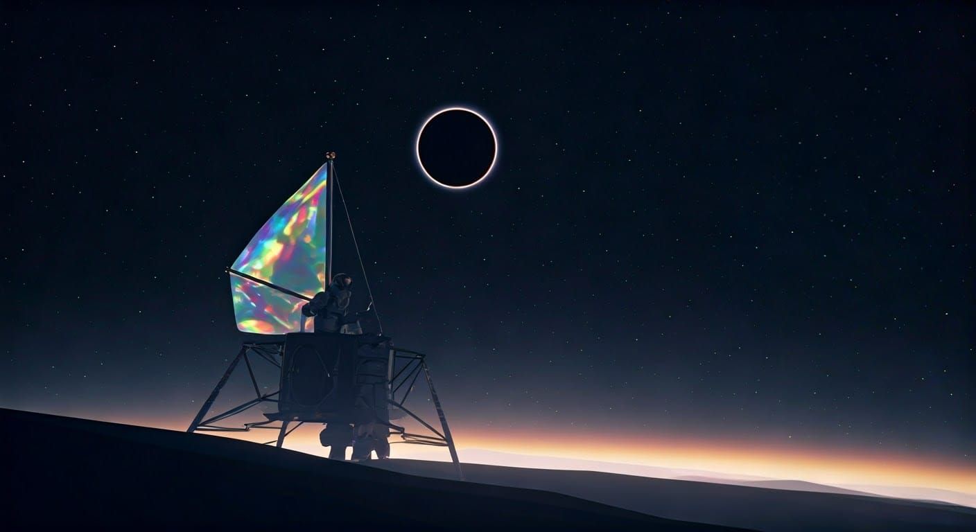 Astronaut During 2087 Solar Eclipse in Low-Poly Futurism