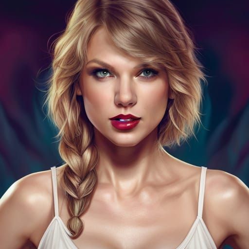 Taylor Swift as Splash Art, A Hyperdetailed Portrait in Tria...