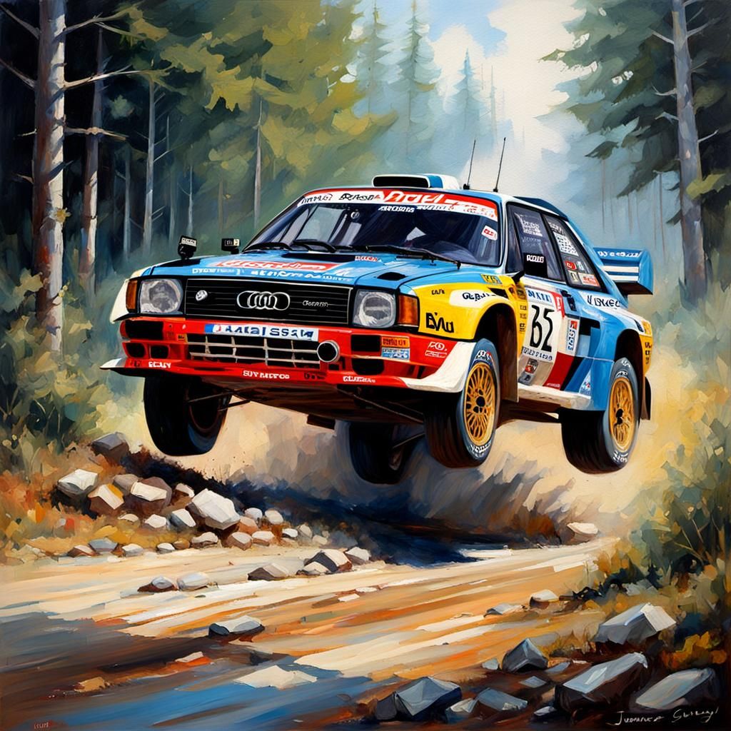 Audi Quattro Rally Car Oil Painting