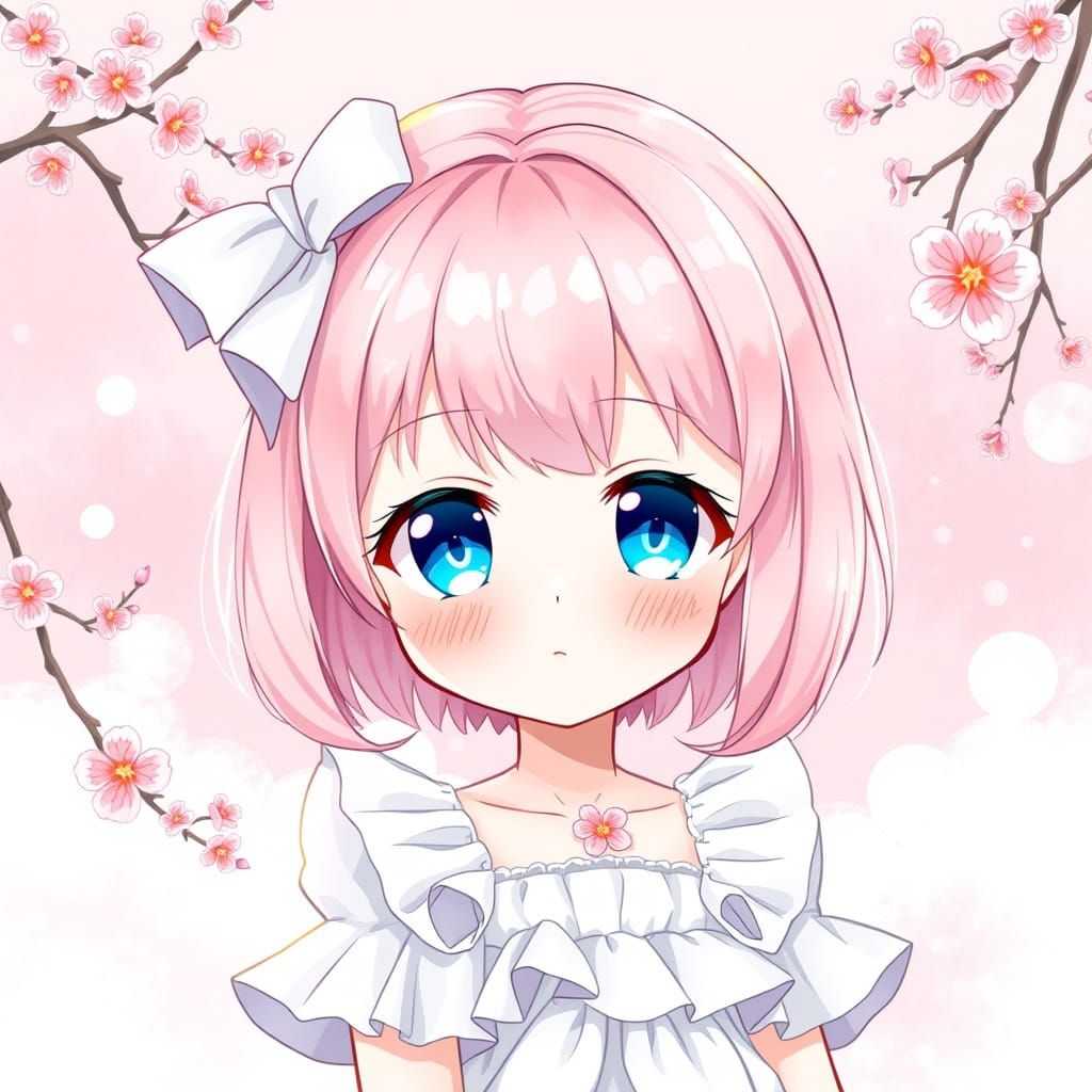 Kawaii Anime Girl in Pastel Paradise