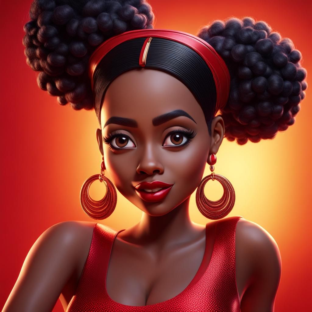 Hyperrealistic Digital Art: African American Betty Boop