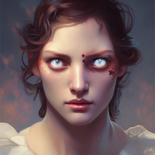 Detailed Portrait of Eyes in Art Nouveau Style