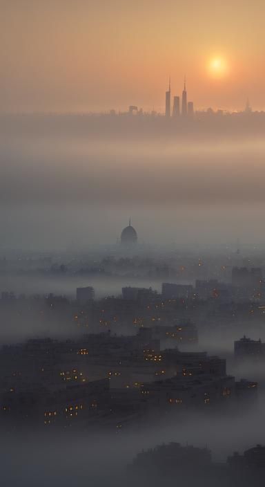 Stunning skyline of Cairo, beautiful sunset red sun and gold...