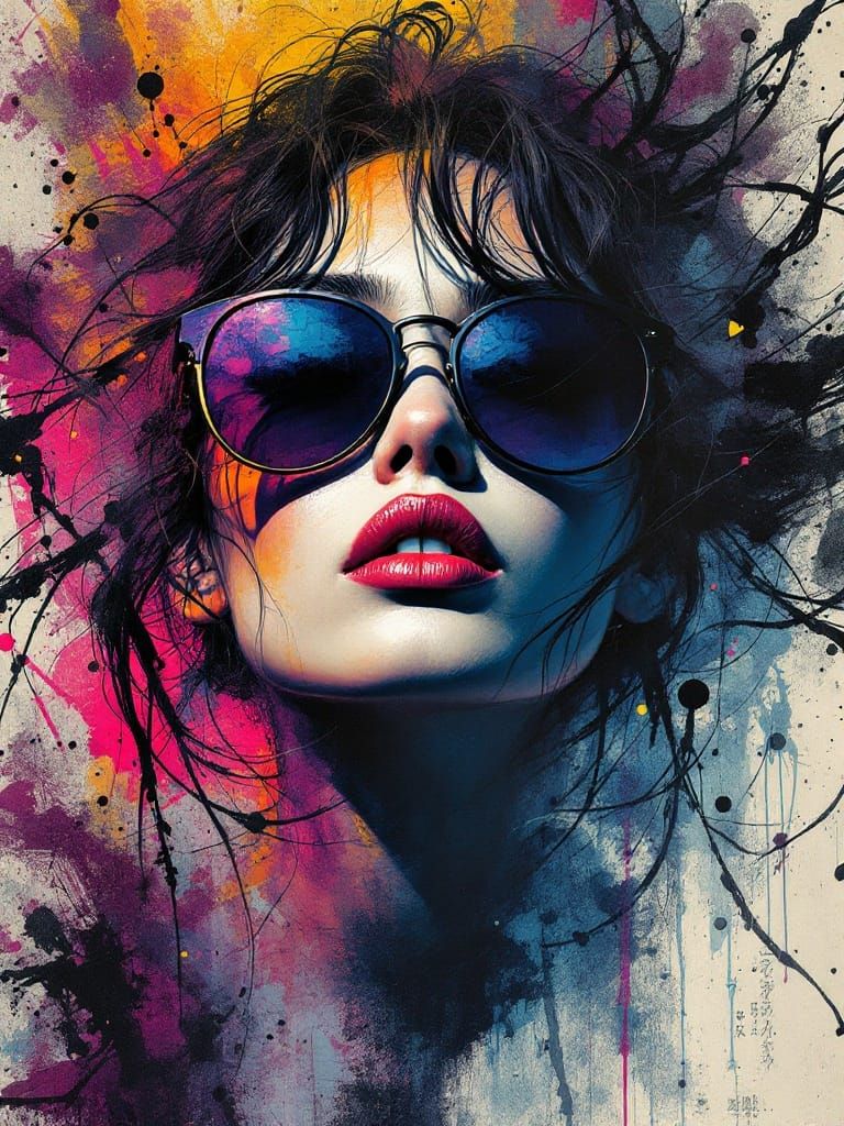 Vibrant Japanese Woman in Neon City