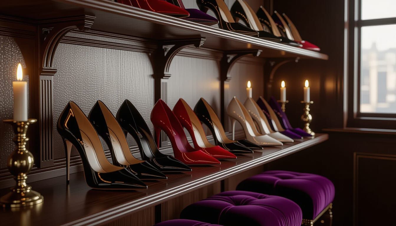 Elegant High Heels in a Victorian Dressing Room