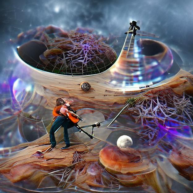 Musician Plays Violin on Stargazing Platform