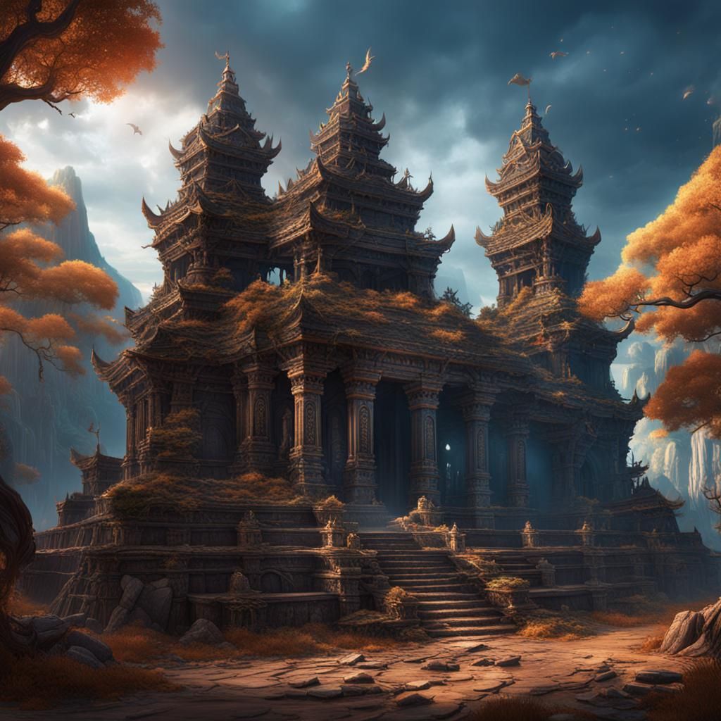 Fantastical Lost Temple in Deep Color: 8K Resolution