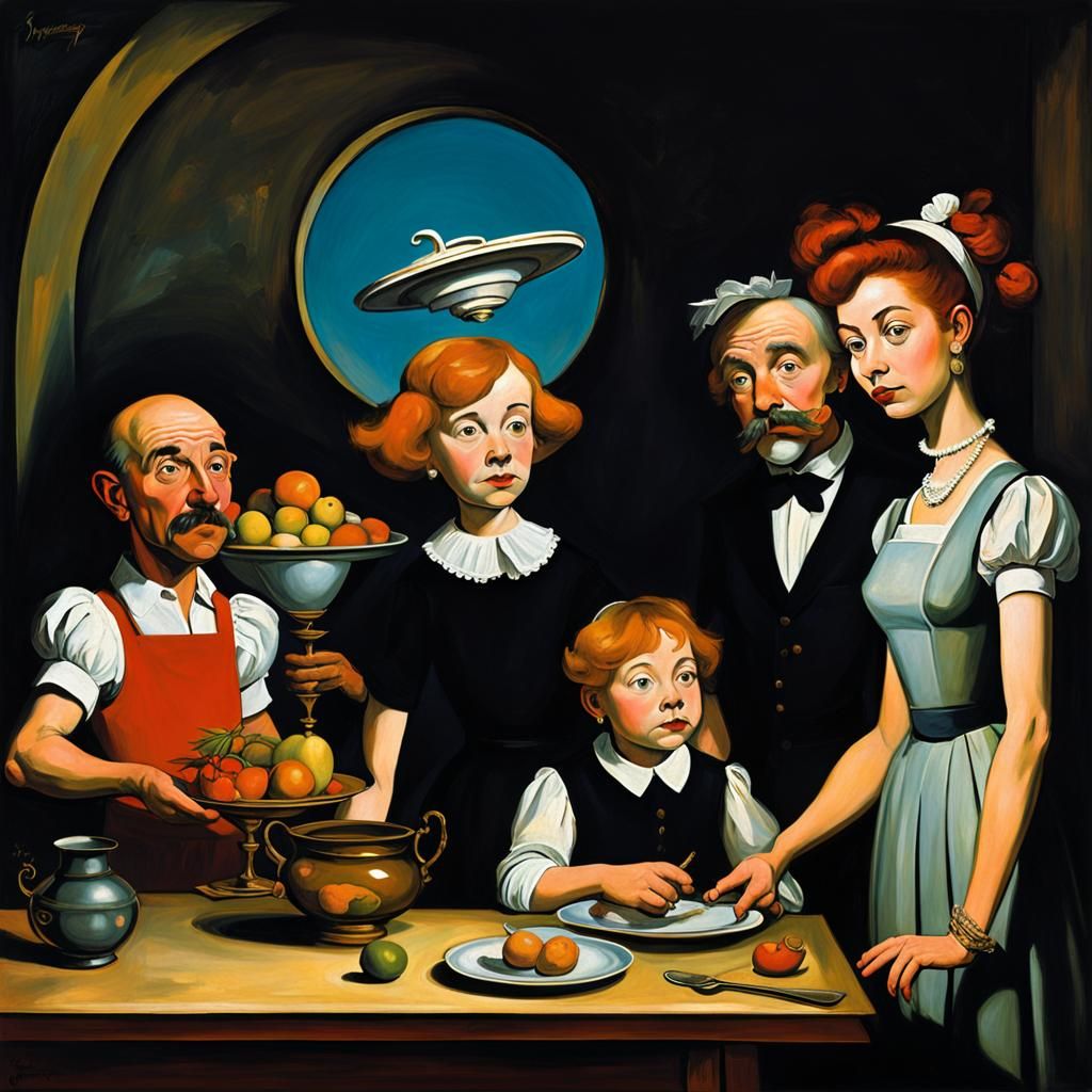 The Jetsons Family in Chiaroscuro Style