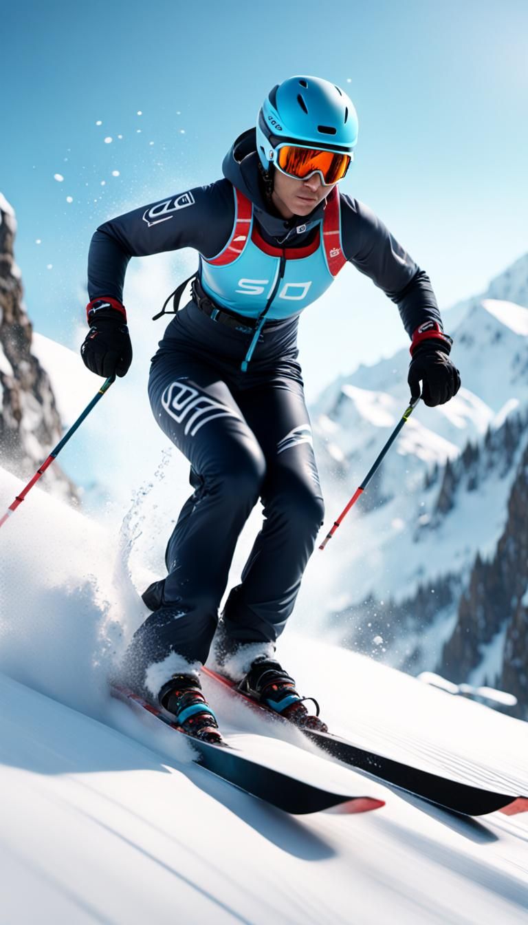 Photo-realistic image of a person (Slalom Sking)
