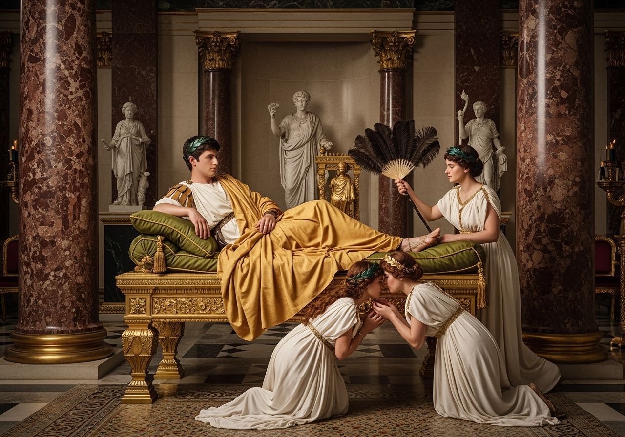 Emperor Caligula Lounging in His Throne Room