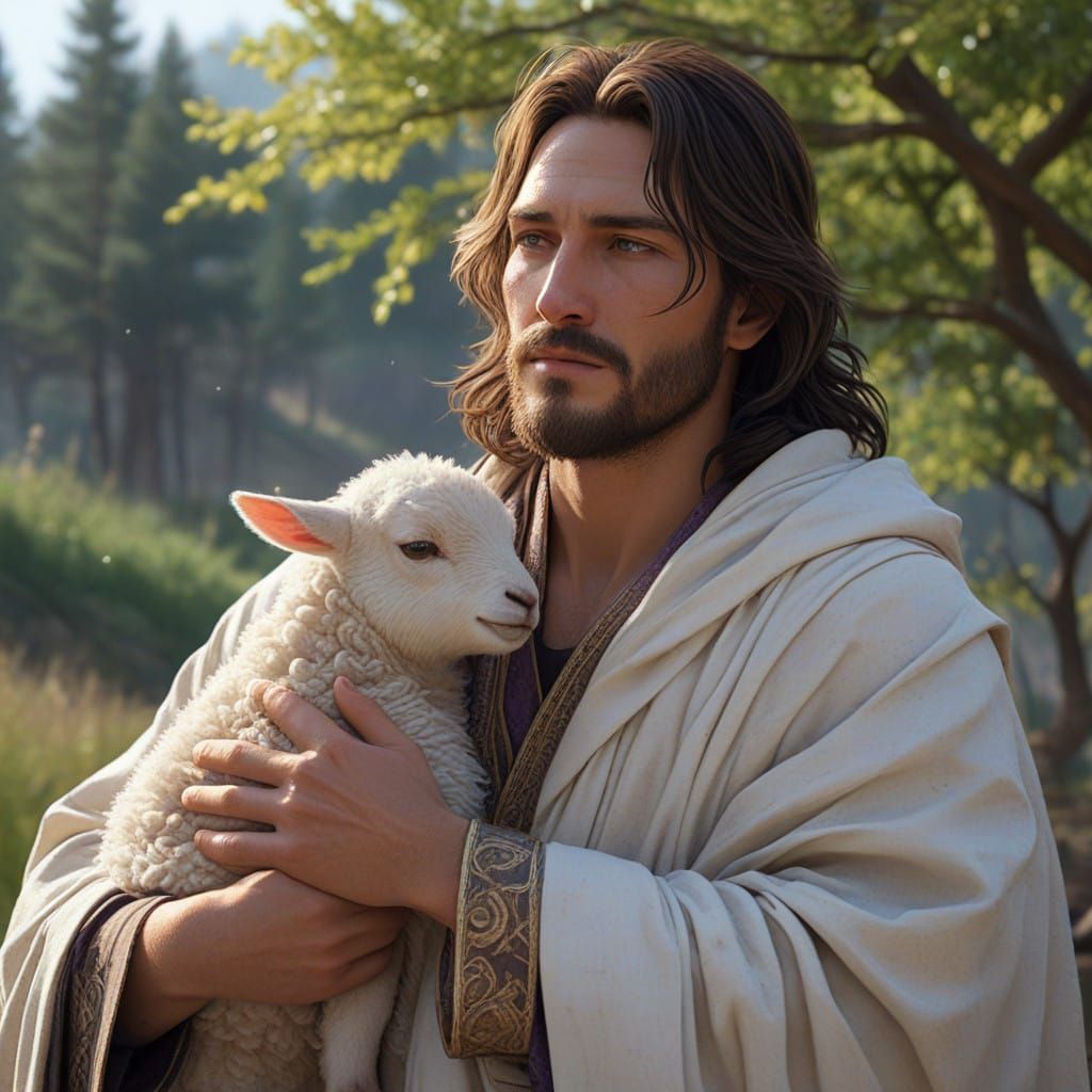 Father's Forgiving Embrace in a Vibrant, Heavenly Scene