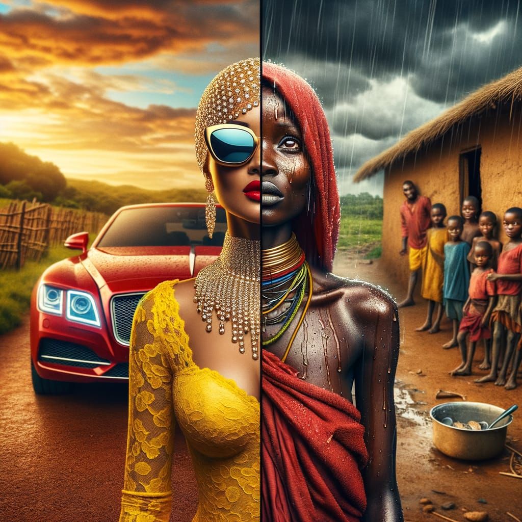 Dramatic Split Scene: Wealth and Humility in Africa
