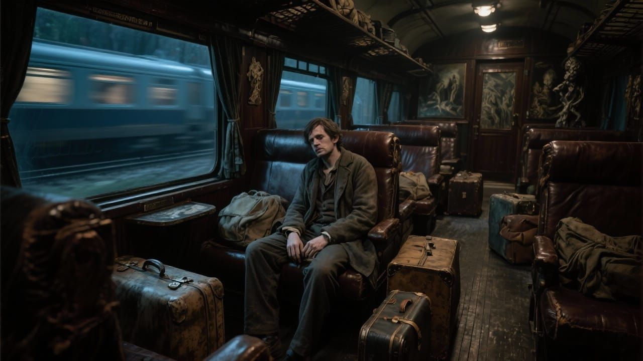 Weary Traveler on Train to Belgium