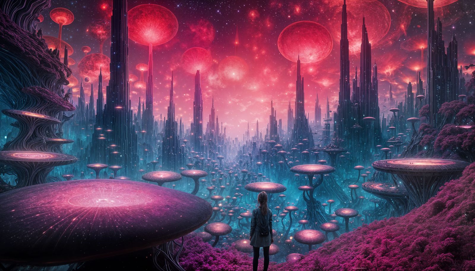 Colorful Alien Cityscape: A Surreal Vista