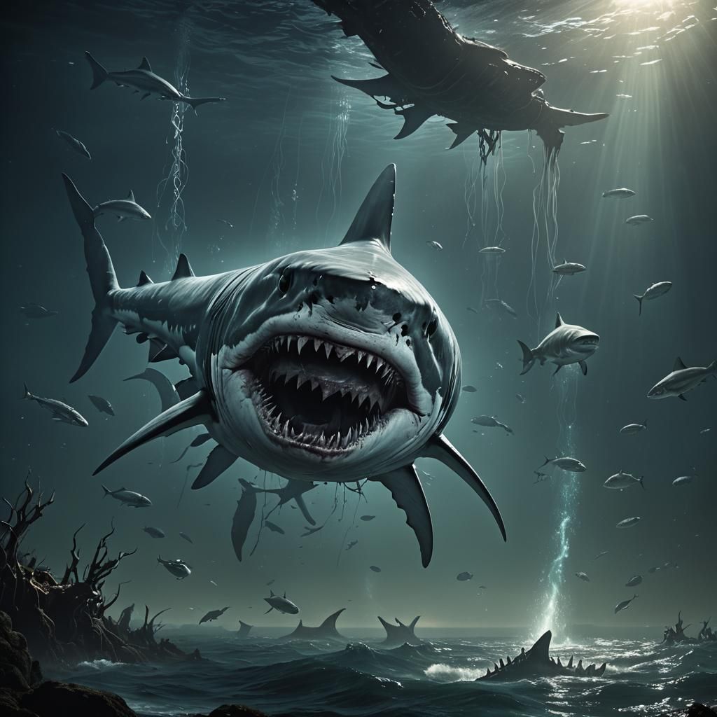 Zombie Fish Eats Shark in Bioluminescent Deep Sea