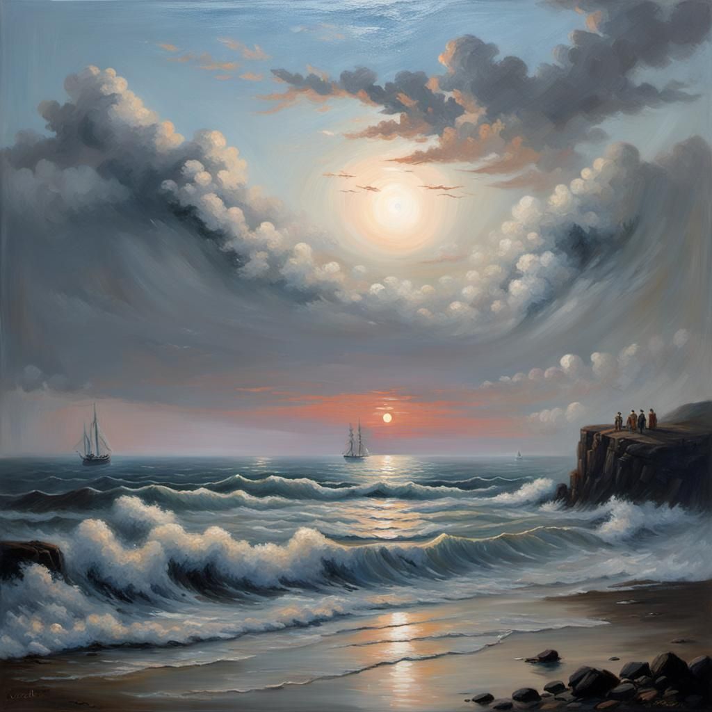 Crimian Coast Sunset in Aivazovsky Style