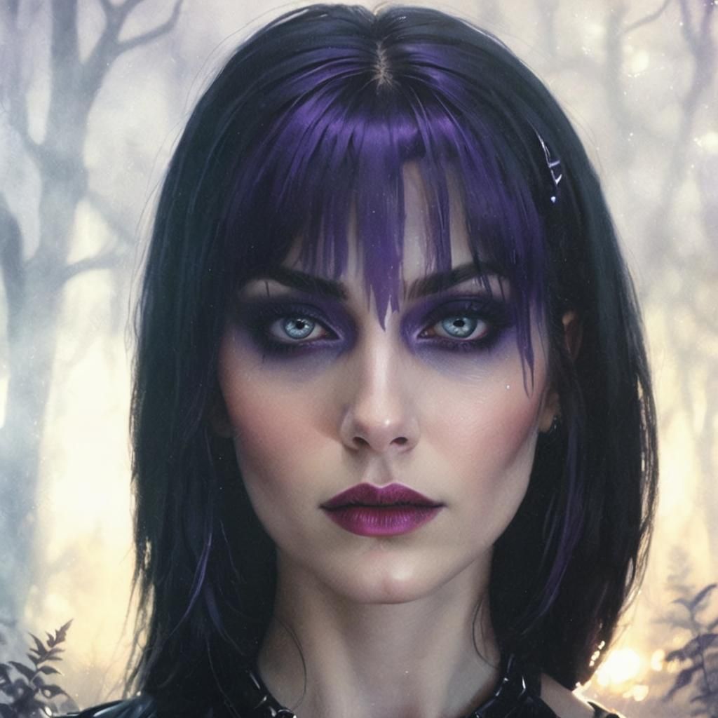 Mystical Forest Goth Portrait in Oil Painting Style