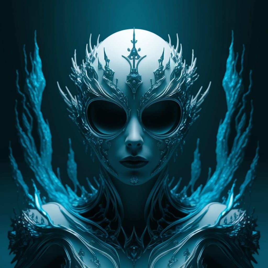 Mysterious Arctic Turquoise Abstract with Volumetric Lightin...