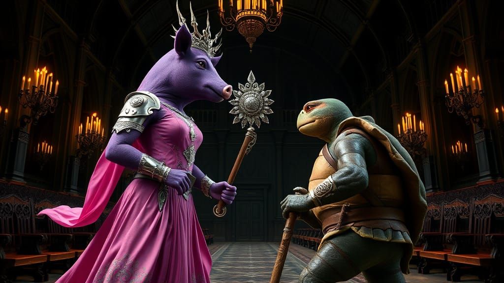 Gothic Hall Battle Between Sow and Turtle