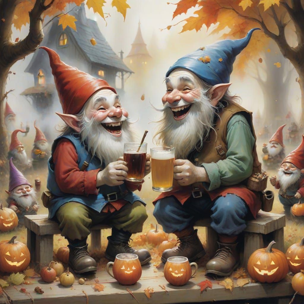 Gnomes Enjoying Cider at Autumn Festival in Stephen Gammell ...