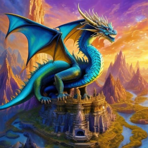 Dragons Return: A Vibrant Fantasy Oil Painting