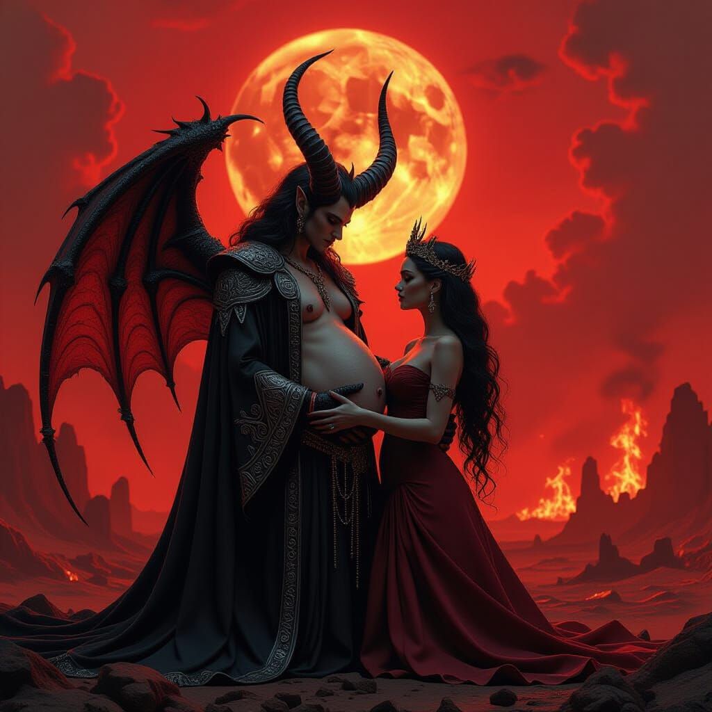 Lucifer Gives Birth to a Queen Dragon in Gothic Style