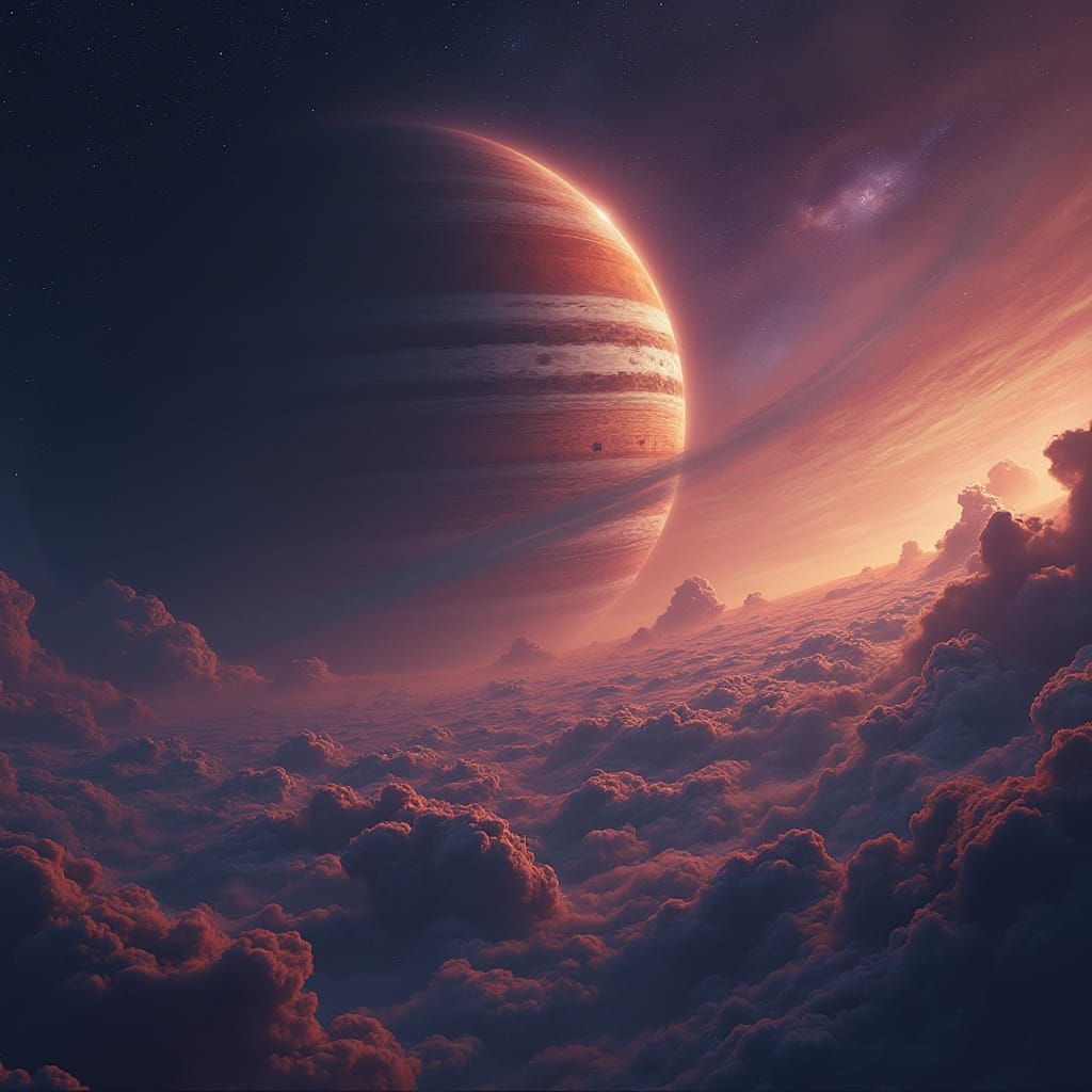 Majestic Gas Giant in Futuristic Digital Art