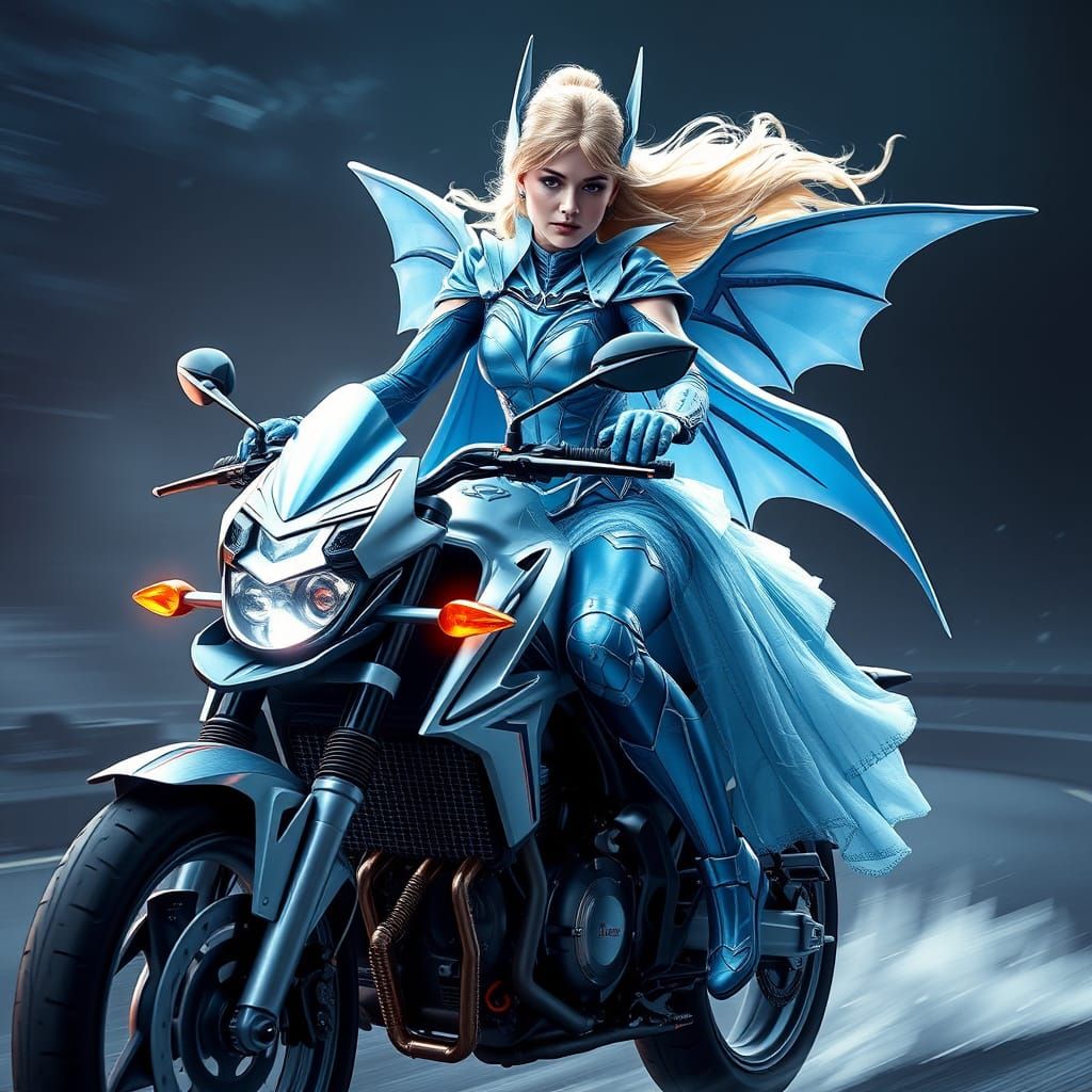 Cinderella in Cyberpunk Batgirl Attire, Riding a Motorcycle ...