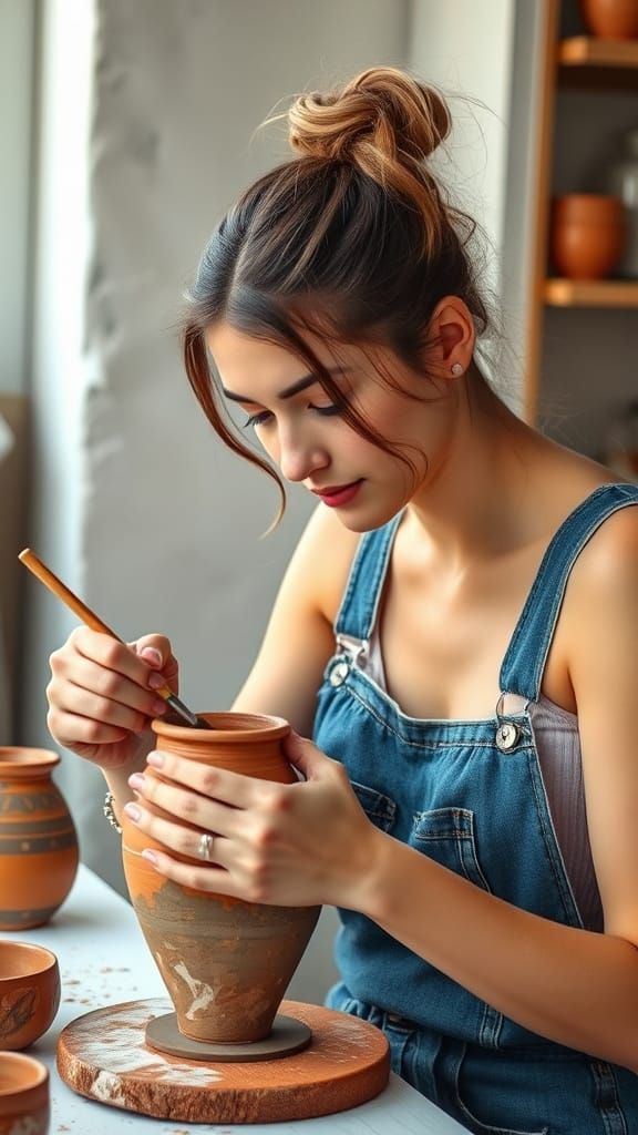 Woman Handcrafting a Clay Pot