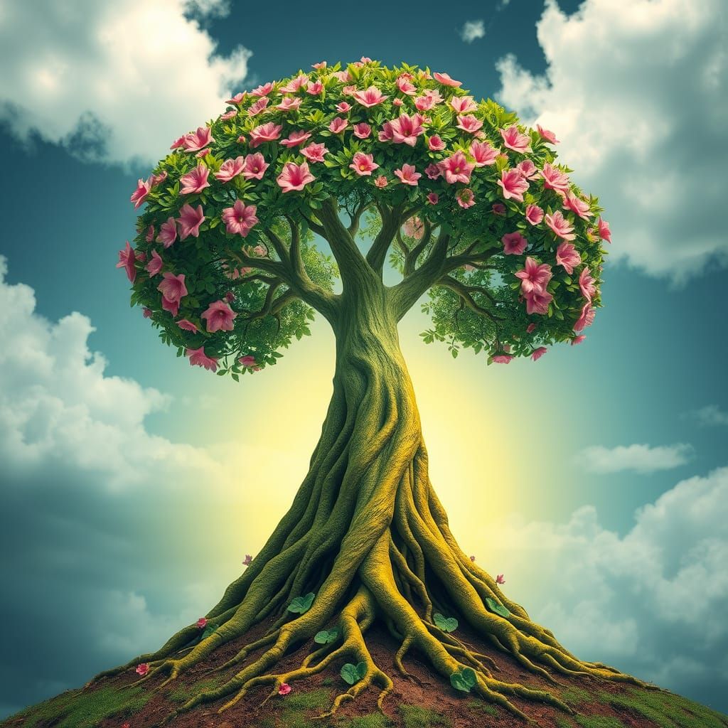 Vibrant Upside Down Tree Portal to Other Dimensions