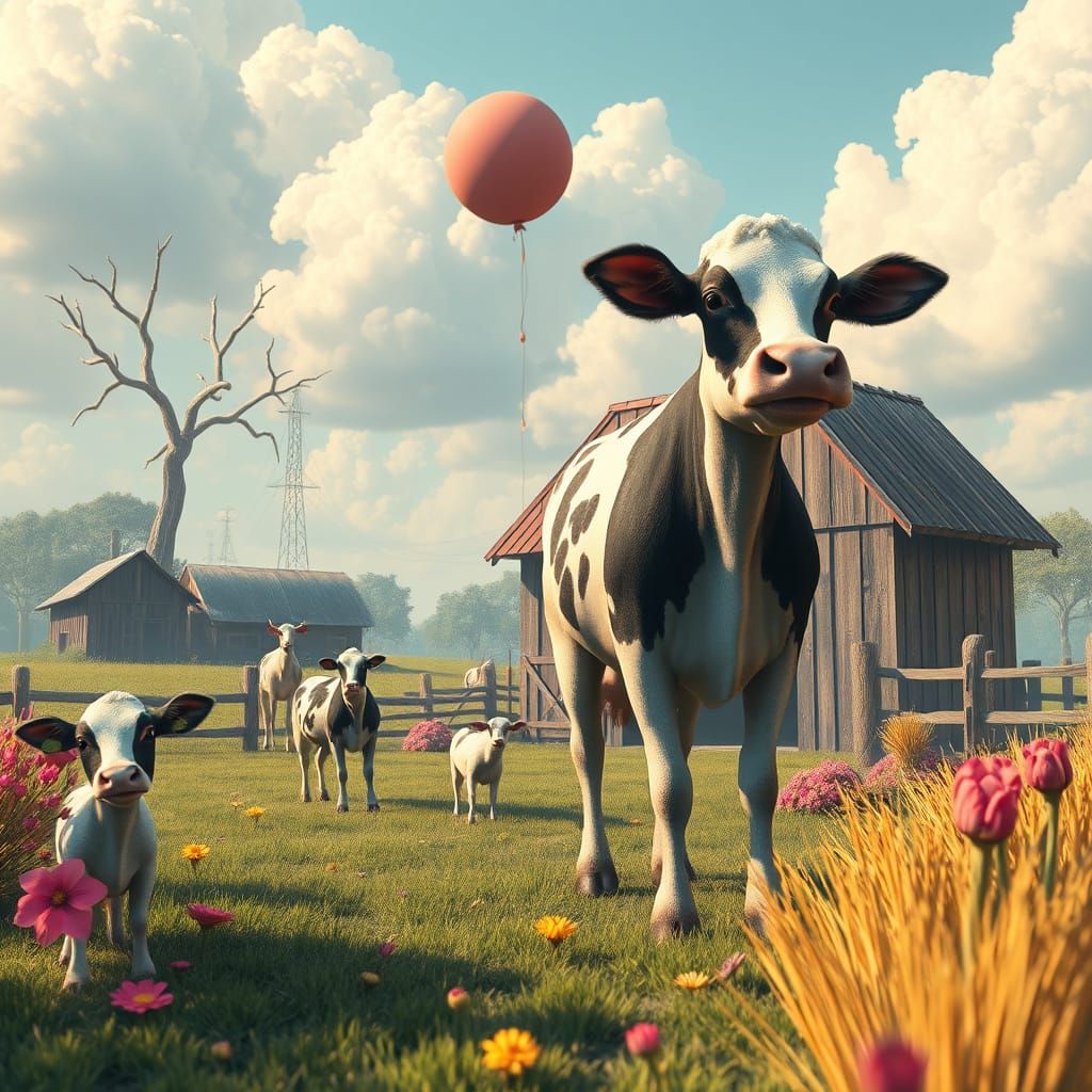 Surreal Old McDonald's Farm in Dreamlike Light