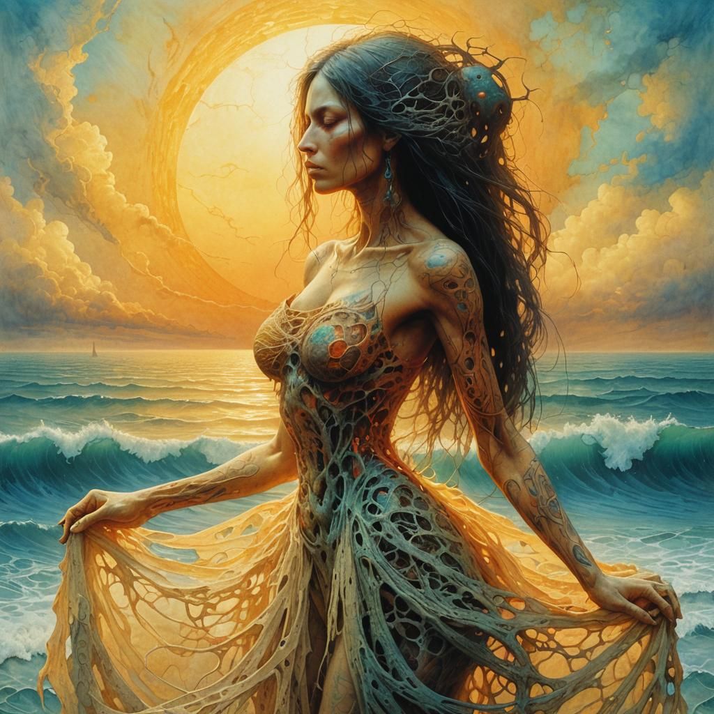 Tattooed Beauty in Dark Surrealist Style