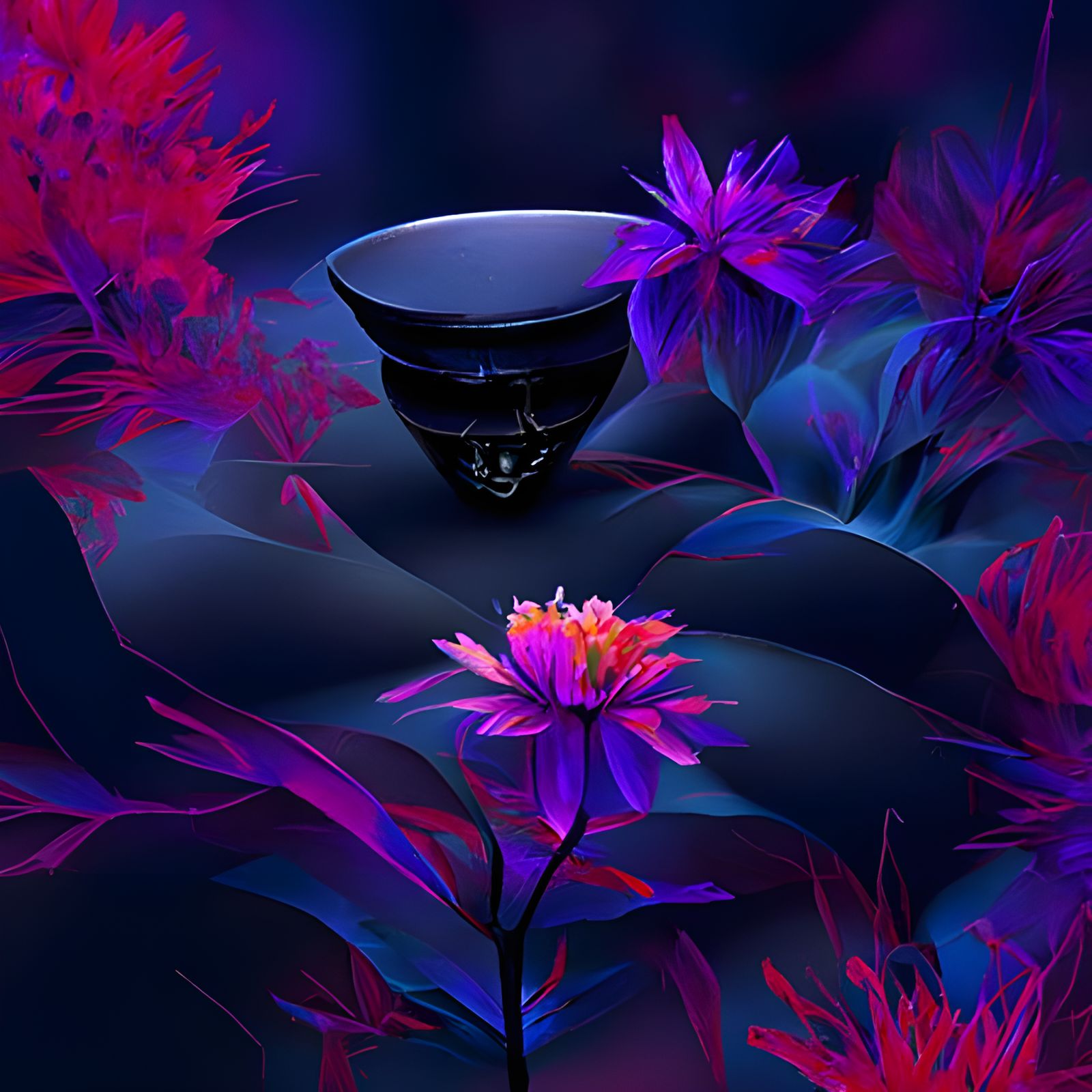 Scared Figure Surrounded by Death in Ukiyo-e Style