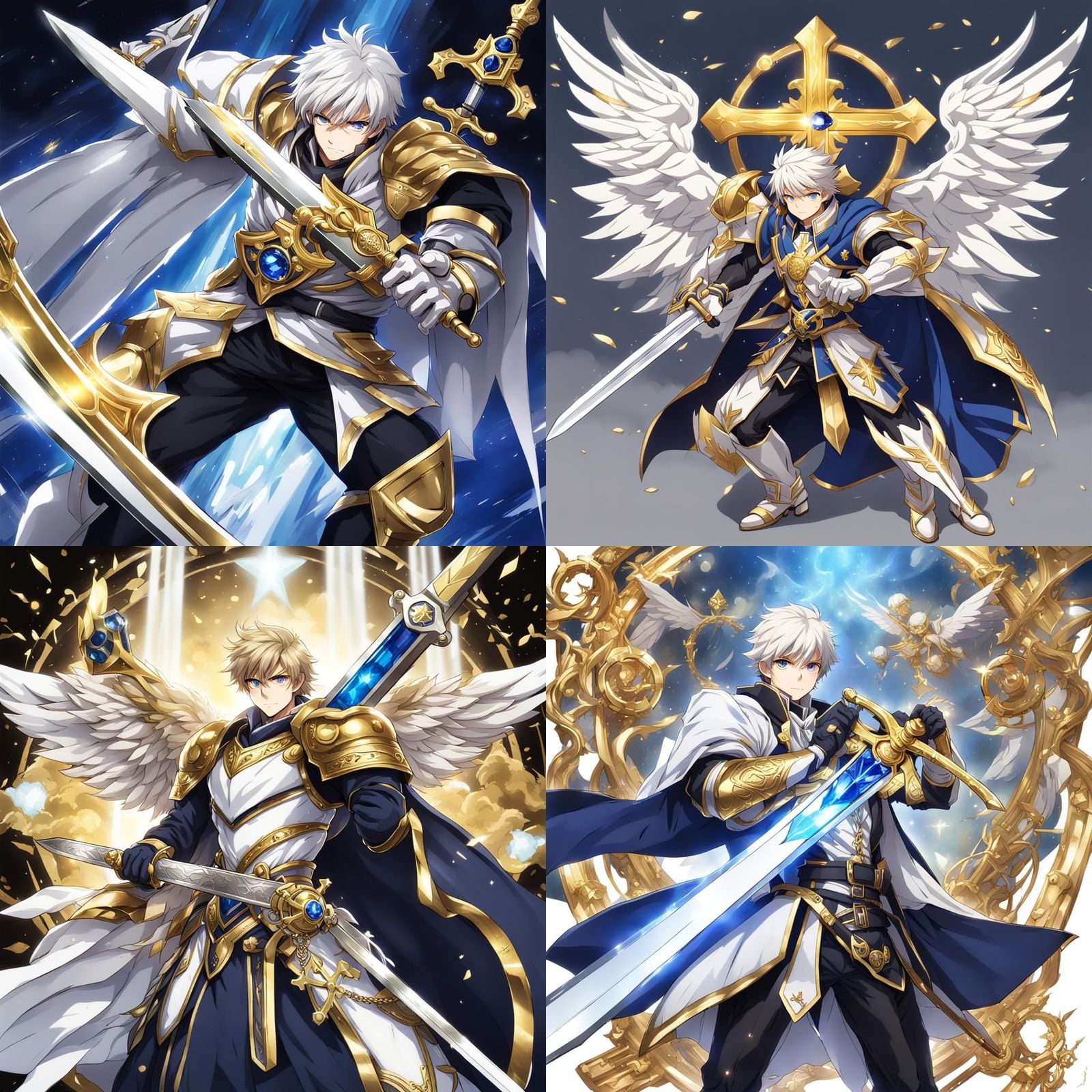 Sword with White Blade and Gold Wing Cross-guard