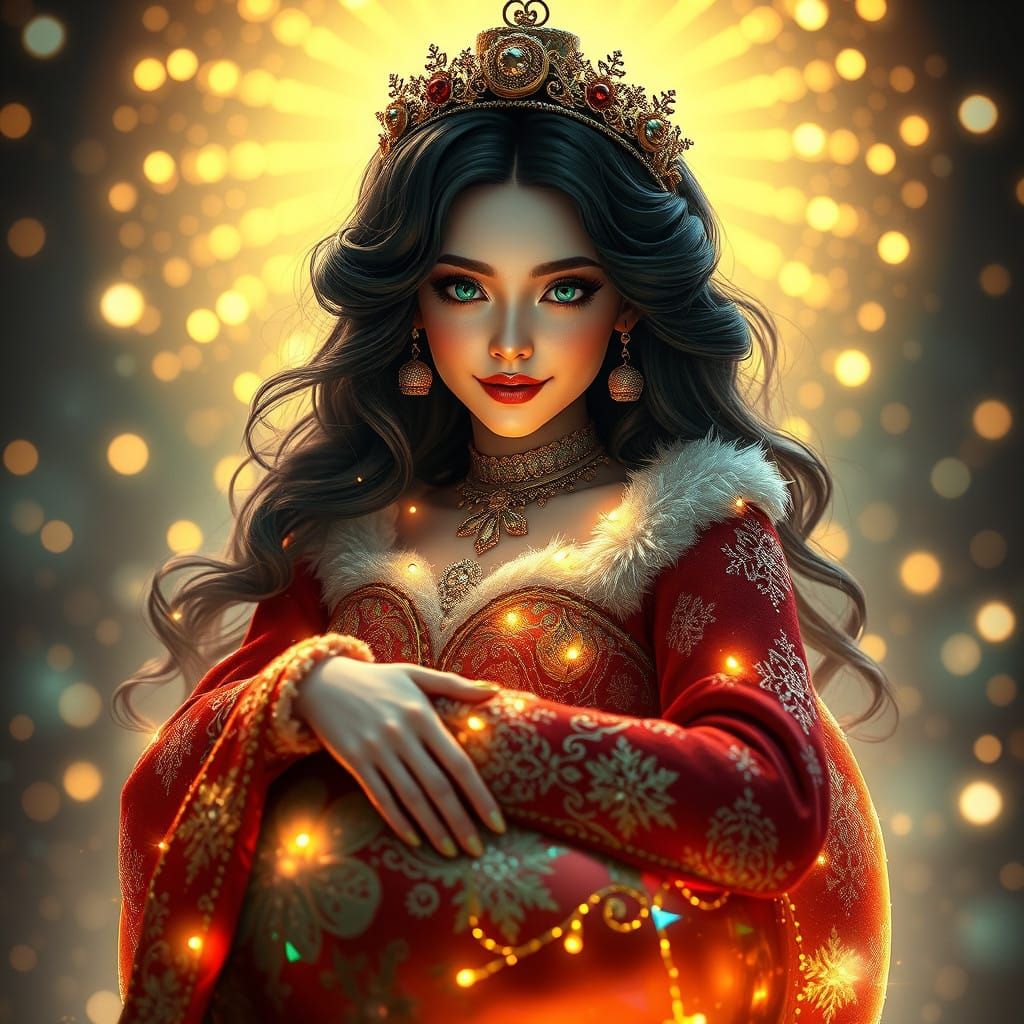 Ethereal Christmas Aviatrix in Art Nouveau Style