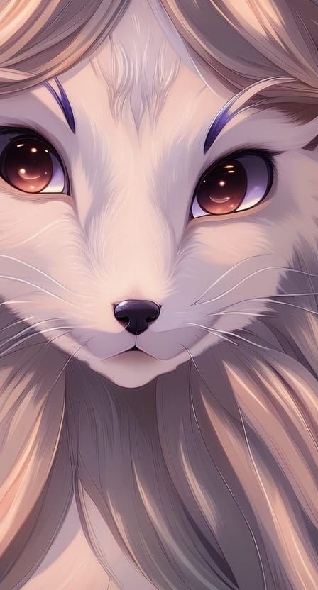 Fox in Elegant Dress with Inviting Gaze: Anime Illustration