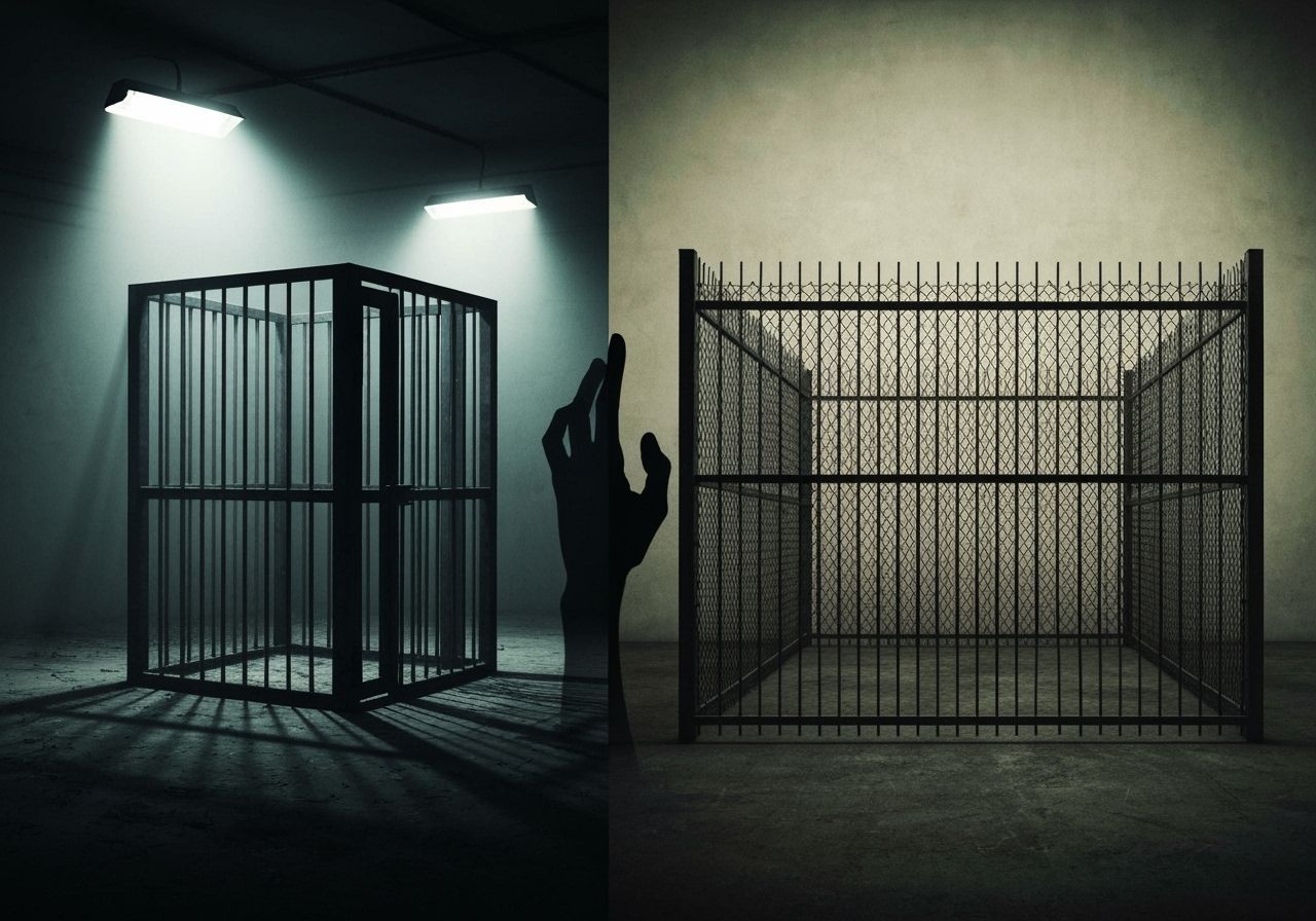 Haunting Image of Deserted Enclosures in Surreal Style