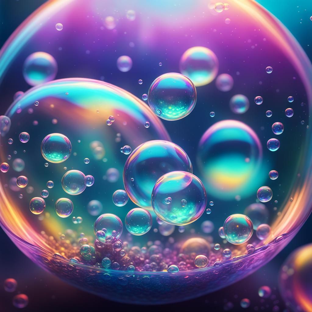 Dreamy Death Bubbles Rising in Bubbles Art Style