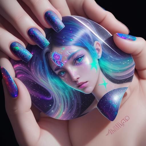 Holographic Astral Nail Art by Pablo Amaringo