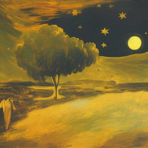 Apocalyptic Starry Night Inspired by Goya