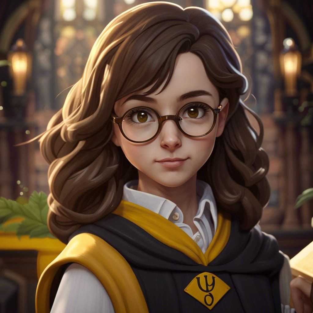Adorable Hufflepuff Student in Detailed Matte Painting