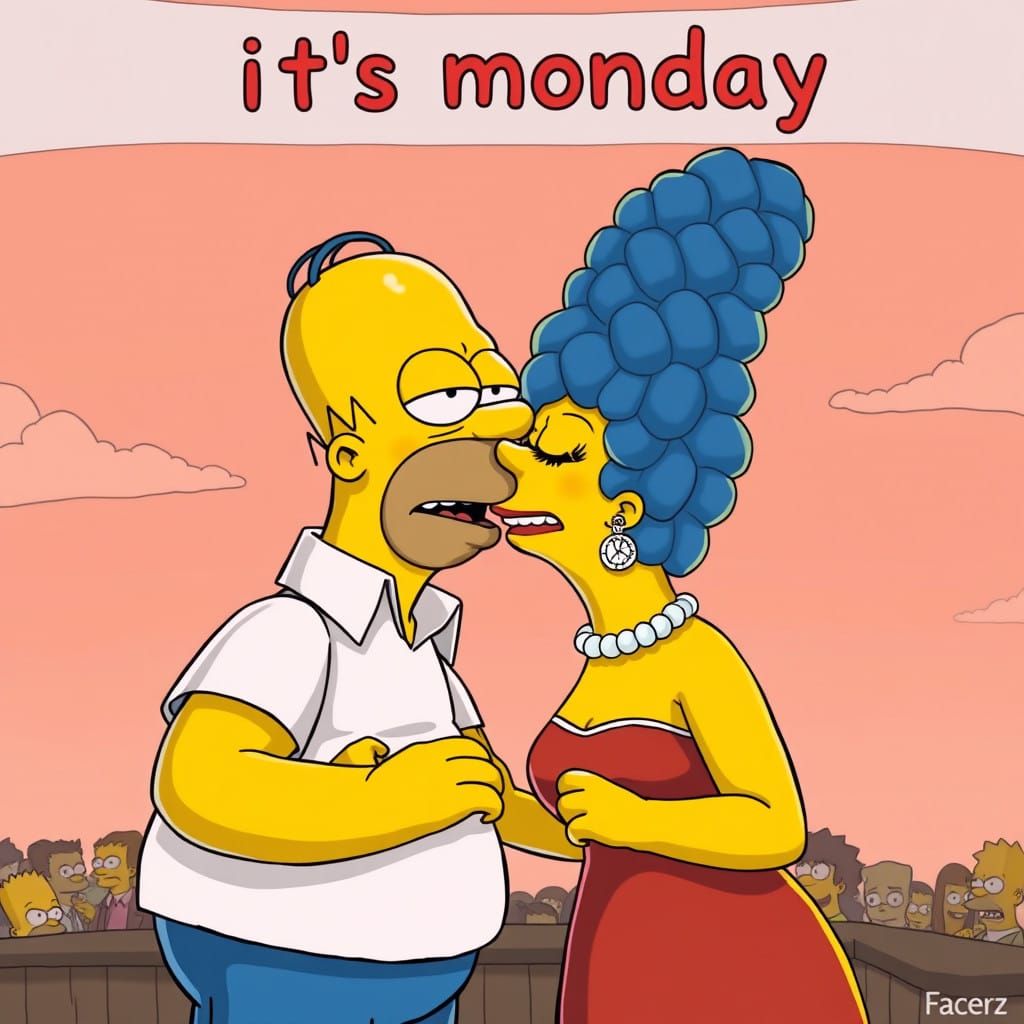 Banksy-Style Homage to Homer and Marge's Intimate Moment