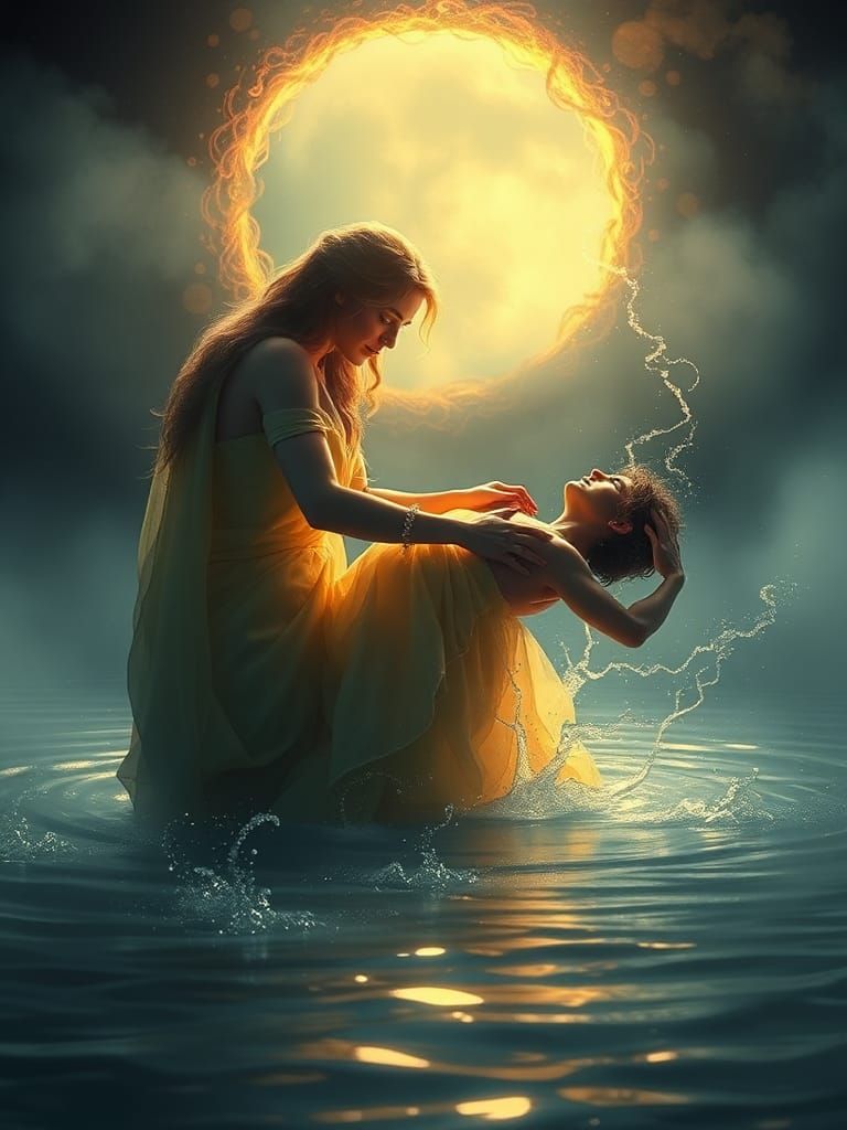 Thetis Baptizes Achilles in the River Styx